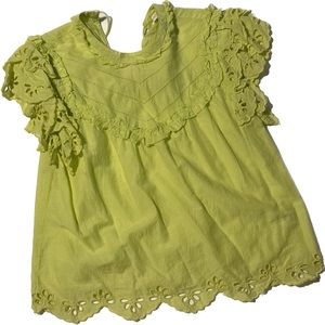 Love the Label flutter sleeve lime green blouse